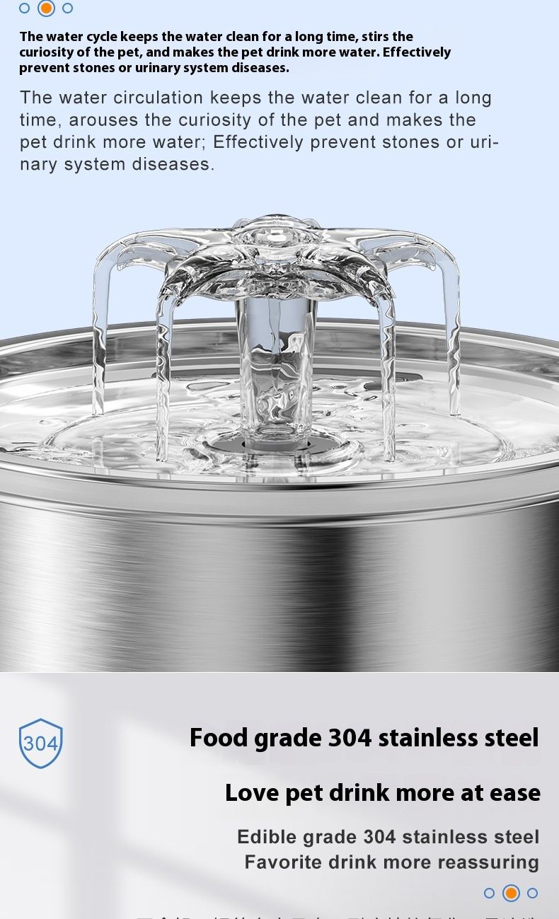 Pet stainless steel visual window, cat automatic dispenser, small flower fountain, intelligent water feeding supplies_voghion.com