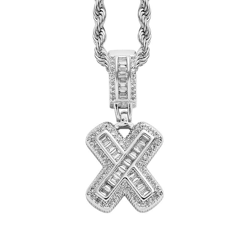 Collana hip hop rock sugar square zirconio ciondolo lettera inglese moda hip hop uomo e donna lettera collana personalità alla moda_voghion.com