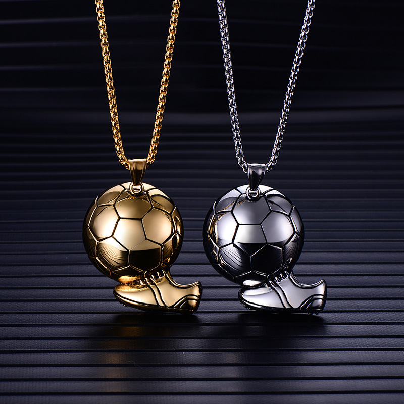 Fashion Soccer Shoe Sneaker Pendant Necklace Football Stainless Steel Chain Necklaces For Men Hip Hop Sports Charm Jewelry_voghion.com