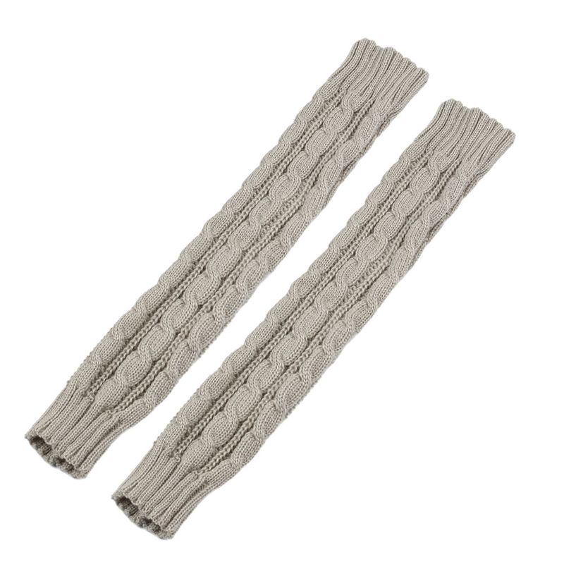 Women's Fingerless Knit Gloves - Acrylic Wool, Long & Twisted 8-Shaped Design, Warm Arm Sleeves For Autumn & Winter Breathable & Stylish, Unisex Fit_voghion.com