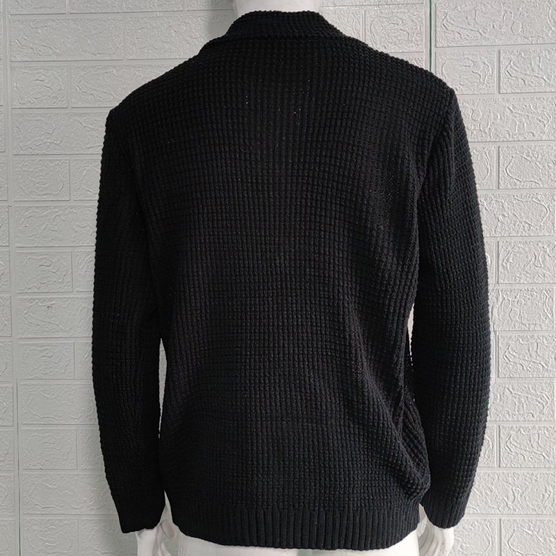 Pull homme Cardigan couleur unie pull boutonné à manches longues_voghion.com