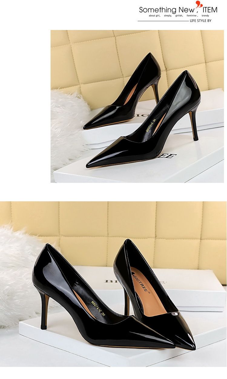 BIGTREE Shoes Glossy Patent Leather Women's Pumps Professional OL High Heels Stiletto Ladies Shoes Plus Size 43 All-match Heels_voghion.com