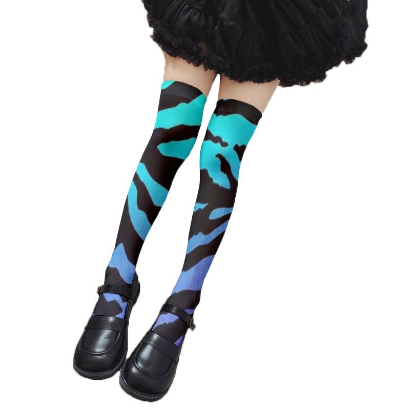 Modische dünne Strümpfe mit Leopardenmuster für Damen im Frühling und Herbst, Lolita, sexy Overknee-Socken aus Samt_voghion.com
