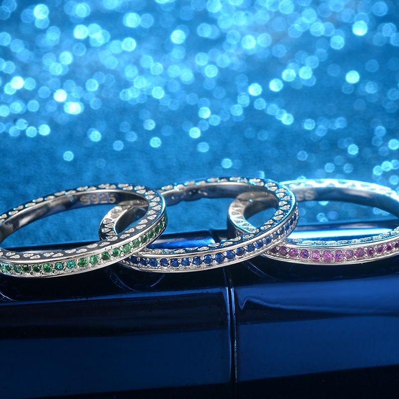 Trendy Hot-Selling Silver Shiny Heart Inlaid Resin Enamel Versatile Wedding Diamond Ring_voghion.com