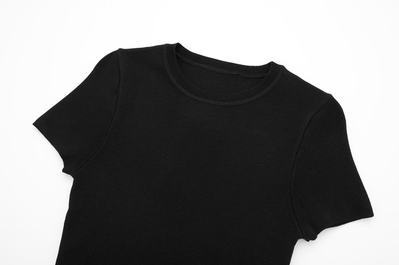 Women's basic round neck casual short short sleeve knitted top_voghion.com