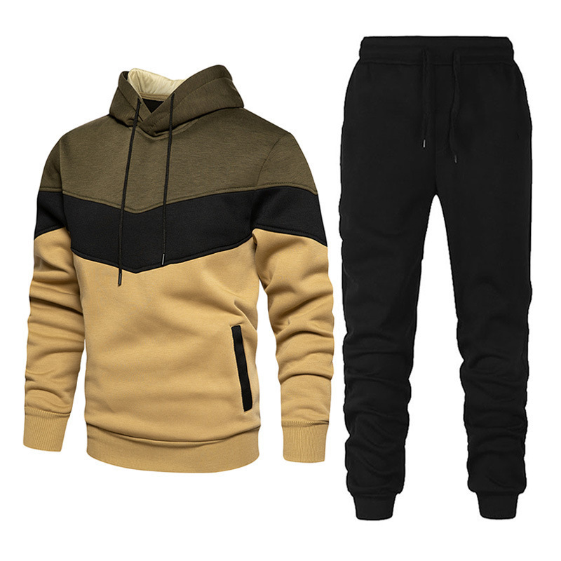 New splicing men's and women's leisure solid color splicing Sportswear running outdoor fashion two-piece set_voghion.com