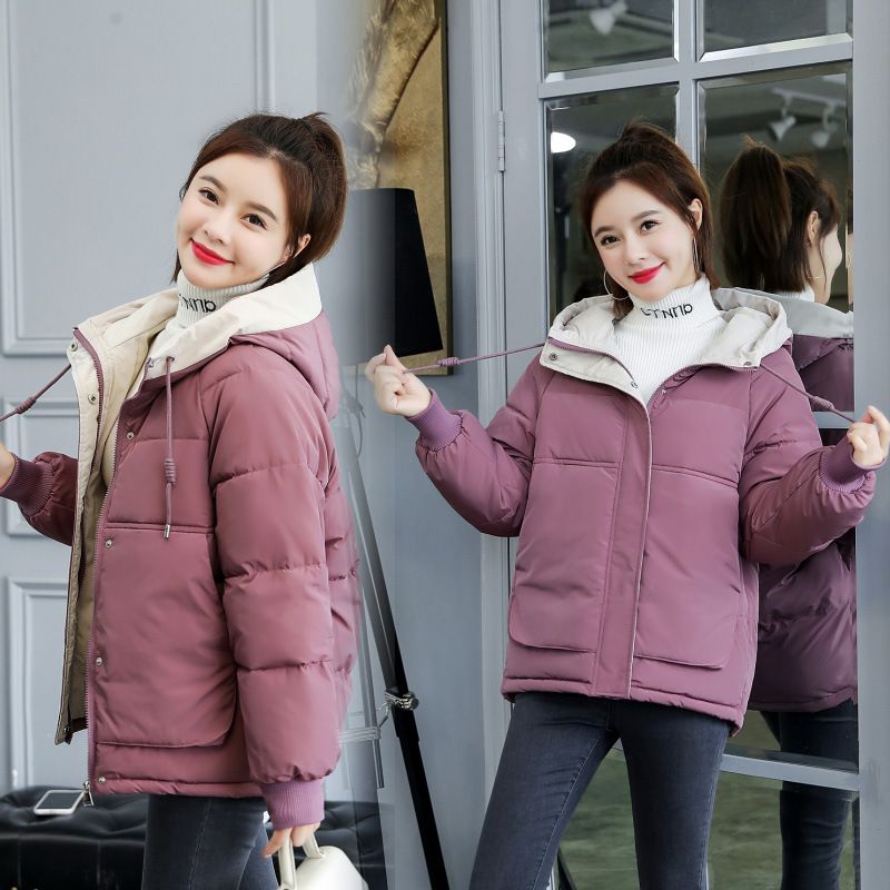 Chaqueta acolchada corta de algodón grueso y suelto para mujer, estilo coreano, para invierno 2024_voghion.com