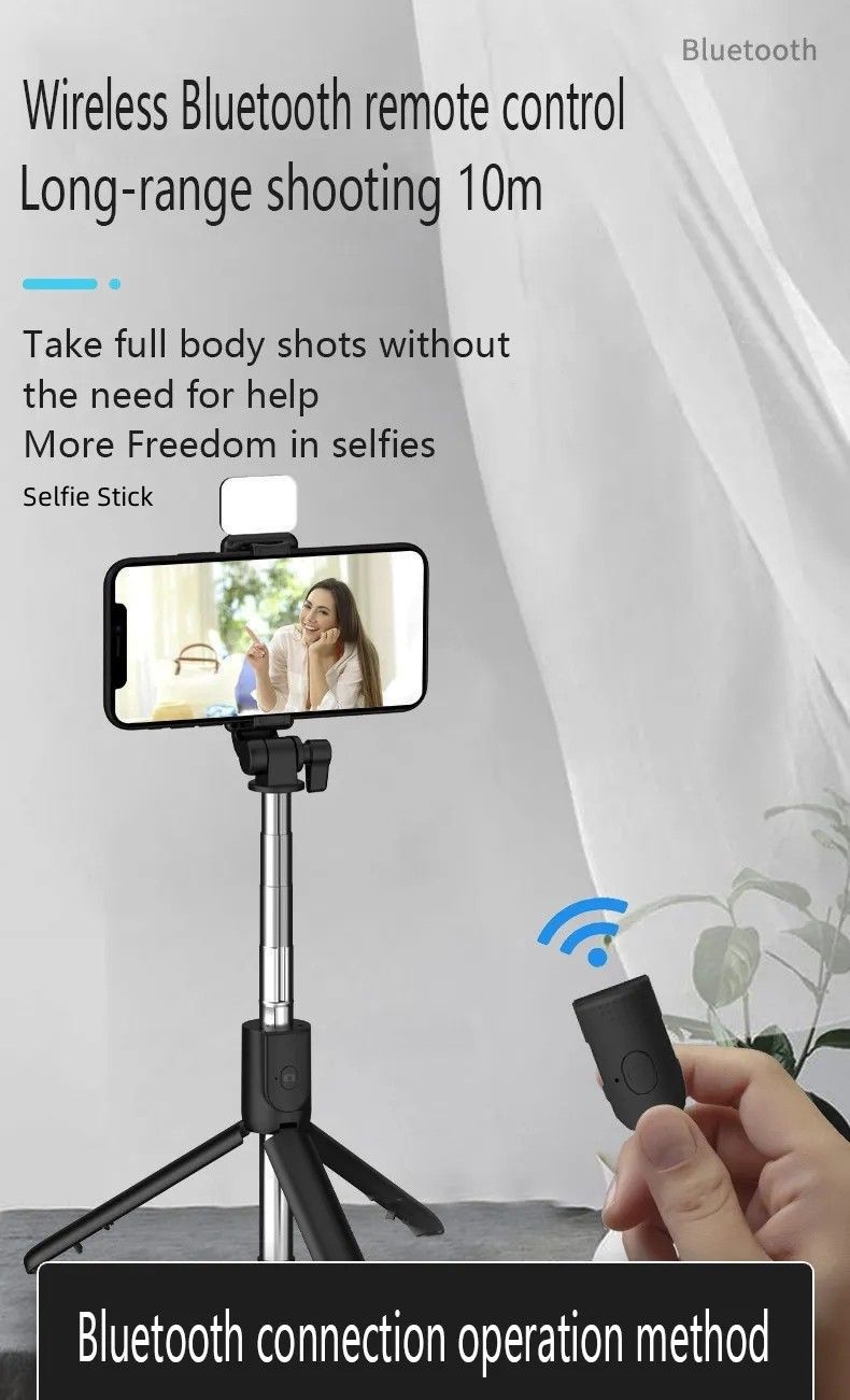 Music Festival Flexible 3 in 1 bluetooths tripod mini handheld selfie stick telescopic fill lamp_voghion.com