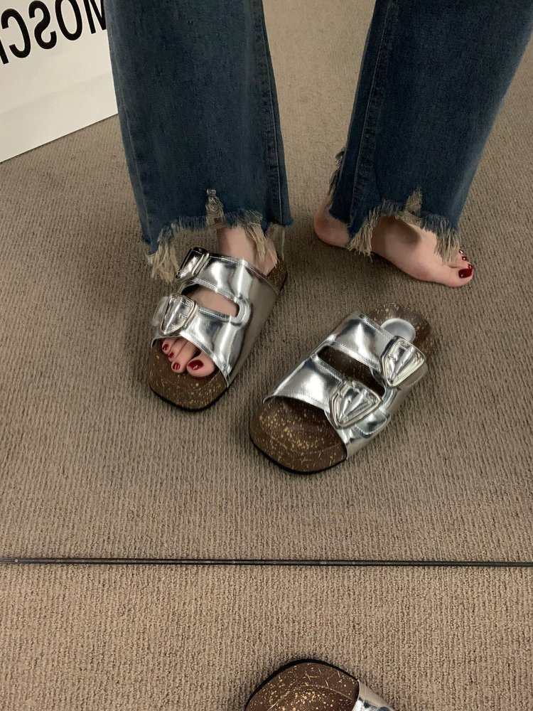 Forest Retro Platform Birkens Comfortable Casual Metal Buckle Slippers Summer New Open Toe Sandals Women S Shoes_voghion.com