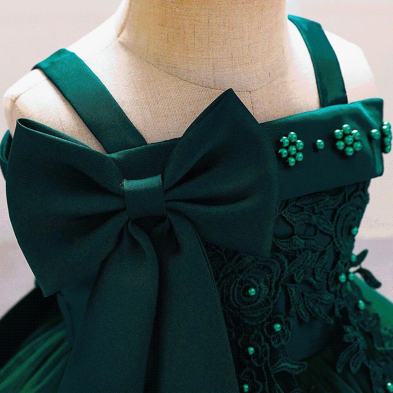 Abito da sposa per bambina 2025 (70-100 cm) | Tutù da principessa con ricami di perle e spalle scoperte per eventi estivi_voghion.com