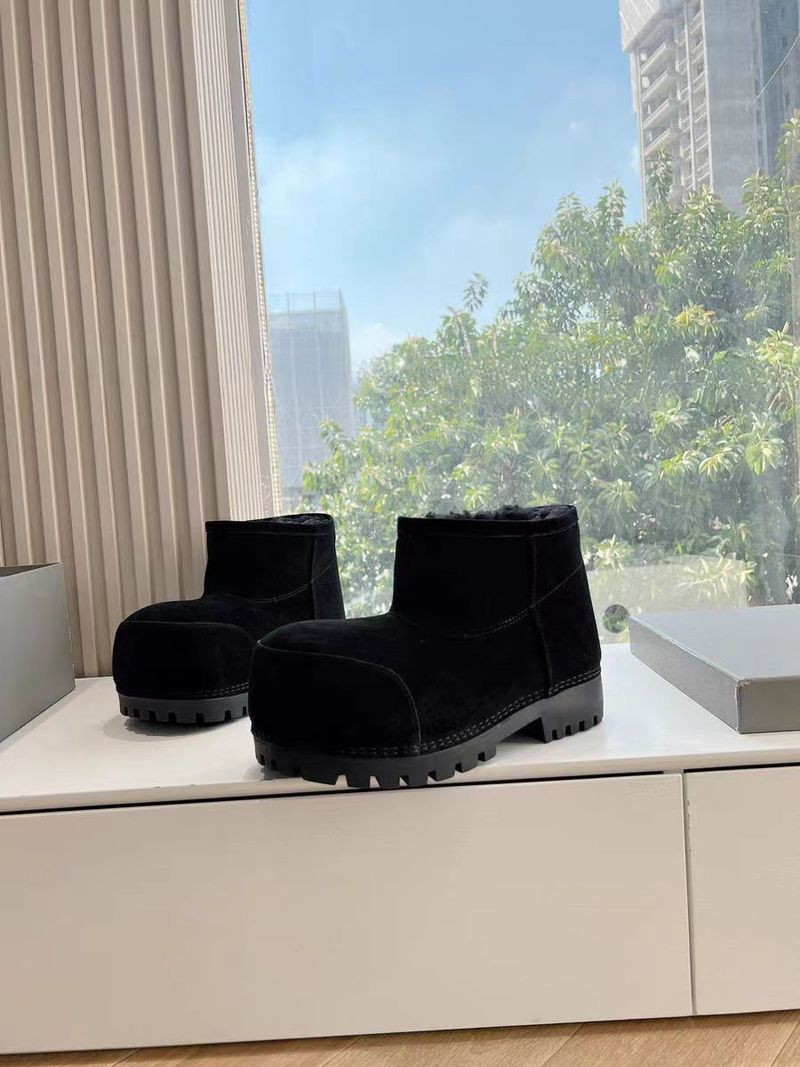 2025 neue Einfarbig Leder High Heel Pelz Stiefel Schnee Stiefel Großen Kopf Dicke Sohle Mode Winter Schnee Stiefel_voghion.com