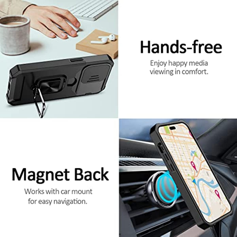 Case For IPhone 16 15 14 13 12 11 Pro Max Plus XR X XS 8 7 Heavy Duty Protection With Sliding Camera Cover And Card Clip Cover_voghion.com