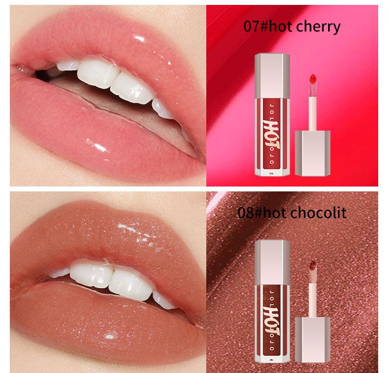 JOJO otte-farvet gennemsigtig lipgloss vandglans spejl lip glaze fugtgivende læbestift makeup engros_voghion.com