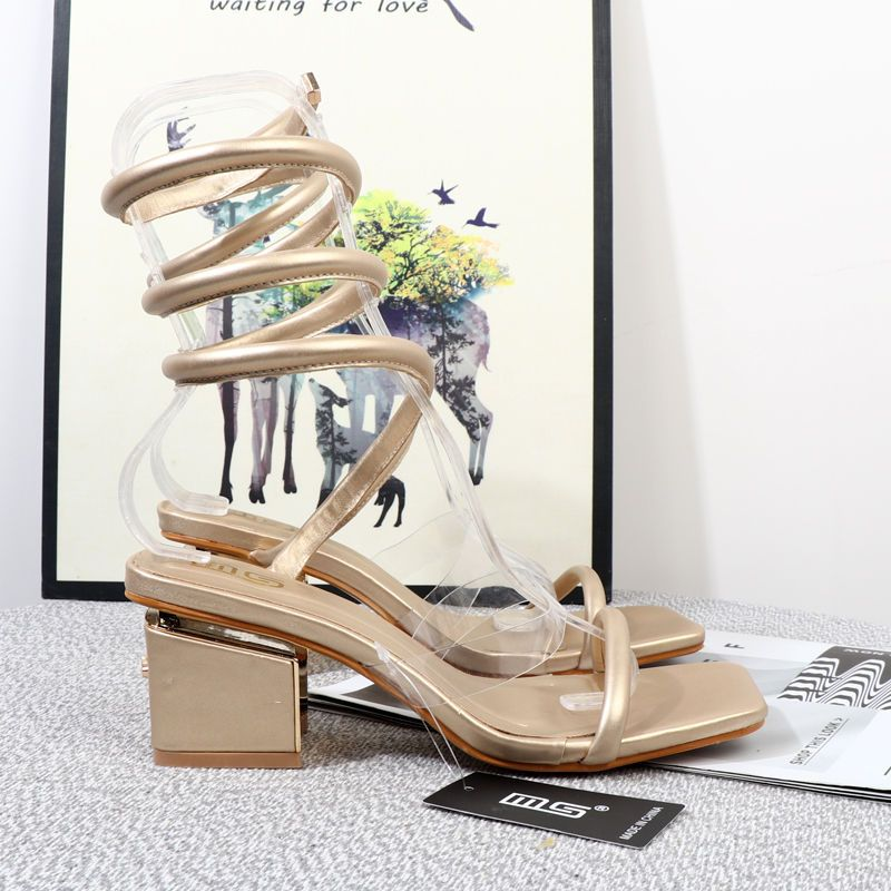 Sandali avvolti a primavera con spessi tacchi alti alla moda estivi 2024, copriscarpe romani per donna_voghion.com