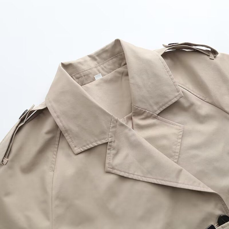 Vêtements pour femmes, style décontracté, ample avec ceinture, manches longues, coupe-vent court_voghion.com