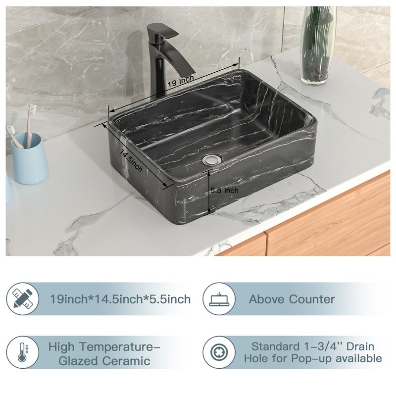 19" Rectangular Ceramic Vessel Sink Countertop,Above Counter Bathroom Vanity Sink_voghion.com