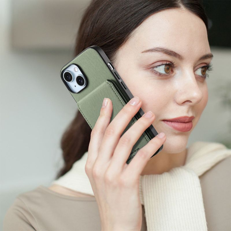 Custodia TechGlobe compatibile con iPhone 17 in similpelle, anti-magnetica, con porta carte RFID_voghion.com