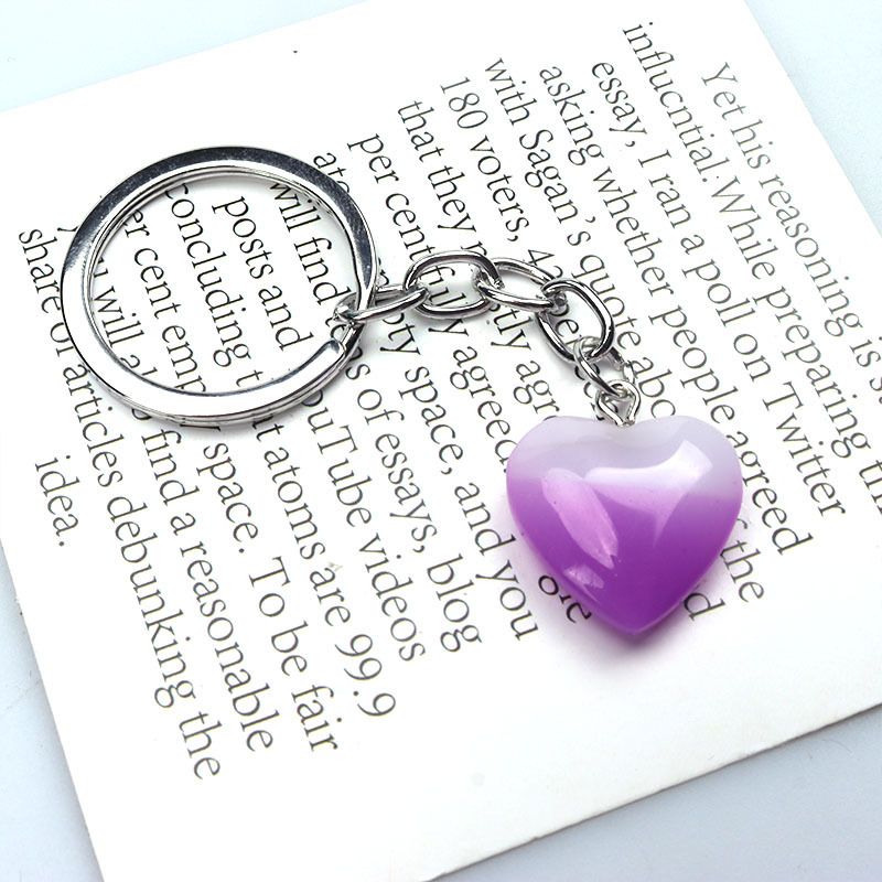 Natürlicher Kristall-Achat-Synthesestein, Liebes-Schlüsselanhänger, herzförmiger Anhänger, DIY-Geschenkbox, Schmuckzubehör_voghion.com