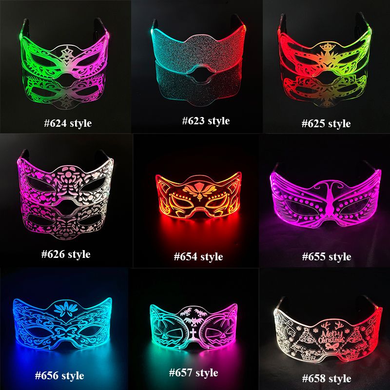 Maschera luminosa al neon a LED colorata per feste, maschera per feste di Natale e Halloween 2025, decorazione per bar e locali notturni_voghion.com