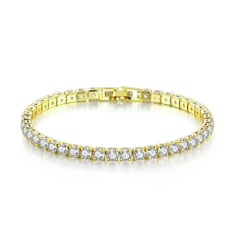 Zircon Single Row 4mm Round Full Dia Tennis Chain Hip Hop Fashion Bracelet_voghion.com
