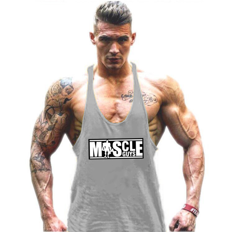 Bodybuilding and Fitness Exercise Deep Digging Thin Shoulder Strap Pure Cotton Fitness Tank Top_voghion.com