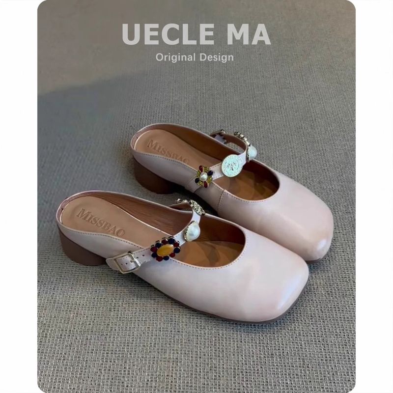 Schaffell~ Geschlossene Halbpantoffeln für Damen, High-End-Sommermode, gepaart mit Kleidern, Slip-On Lazy Mules_voghion.com