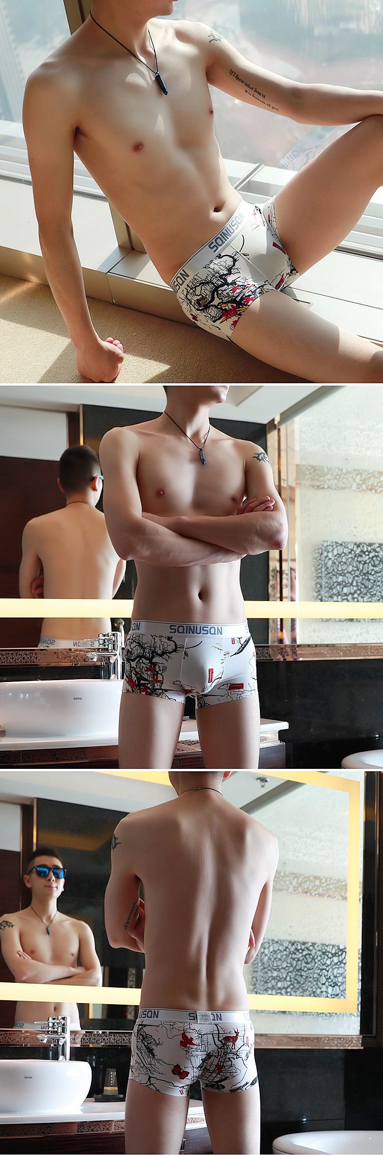 Herren-Boxershorts aus Eisseide – atmungsaktive, weiche und bequeme Unterwäsche mit stylischen Drucken, niedrige Leibhöhe, mehrere Größen und Farben_voghion.com