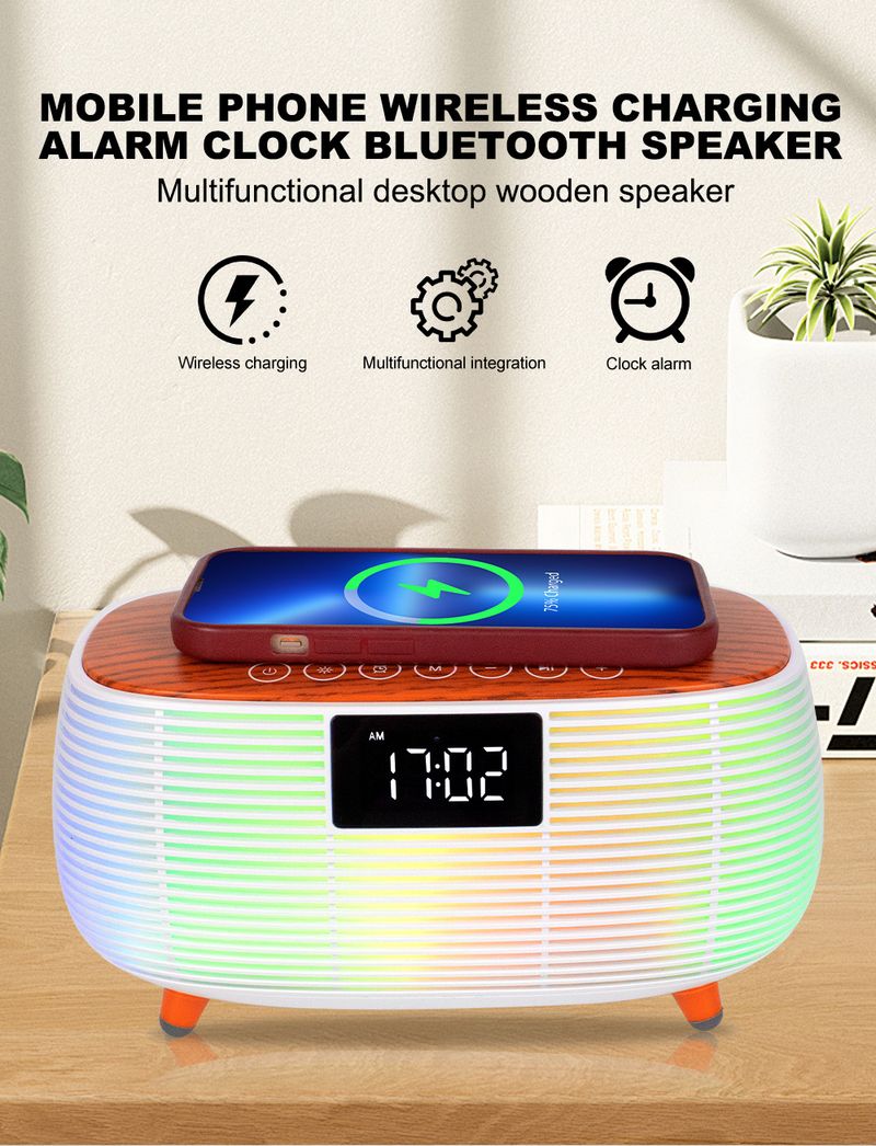ZQS2227 digitális elektronikus óra mobiltelefon vezeték nélküli töltés Bluetooth hangszóró színes kreatív hangulatú éjszakai fény_voghion.com
