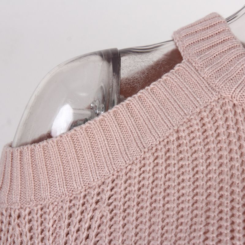 Abito casual ampio in maglia a maniche lunghe con spalle scoperte, stile Ins, autunno inverno, moda donna_voghion.com