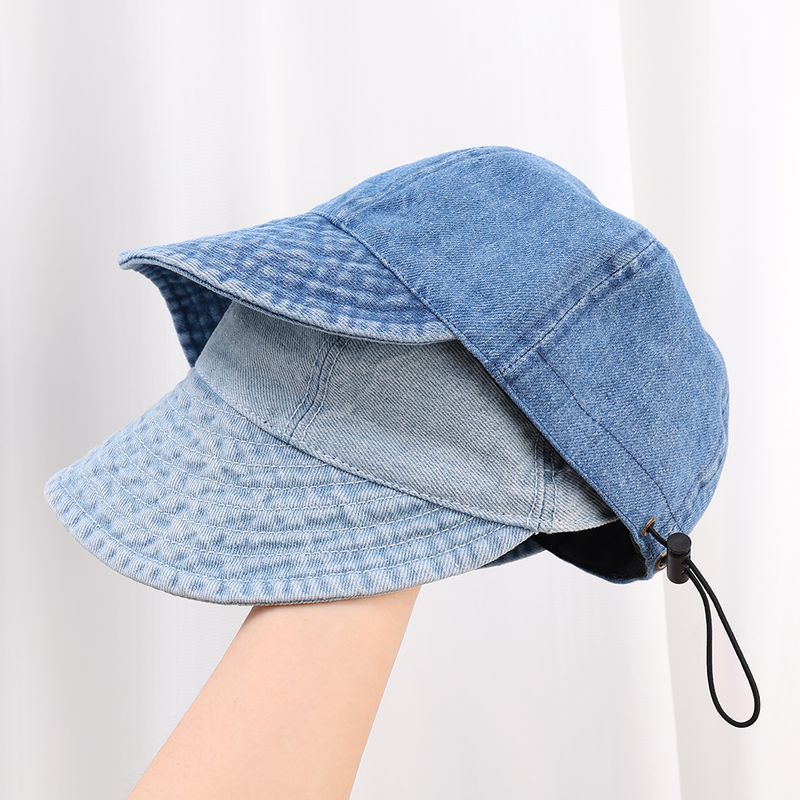 Fisherman Cap Hat Washed Cowboy Portable Wide Brim Sun Protection Hats Summer Quick-drying Visors Adjustable Drawstring_voghion.com