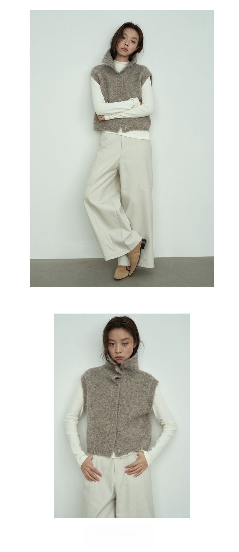 Lines Style Winter Korean Version Sleeveless Intellectual Commuting Versatile Wool Cardigan_voghion.com