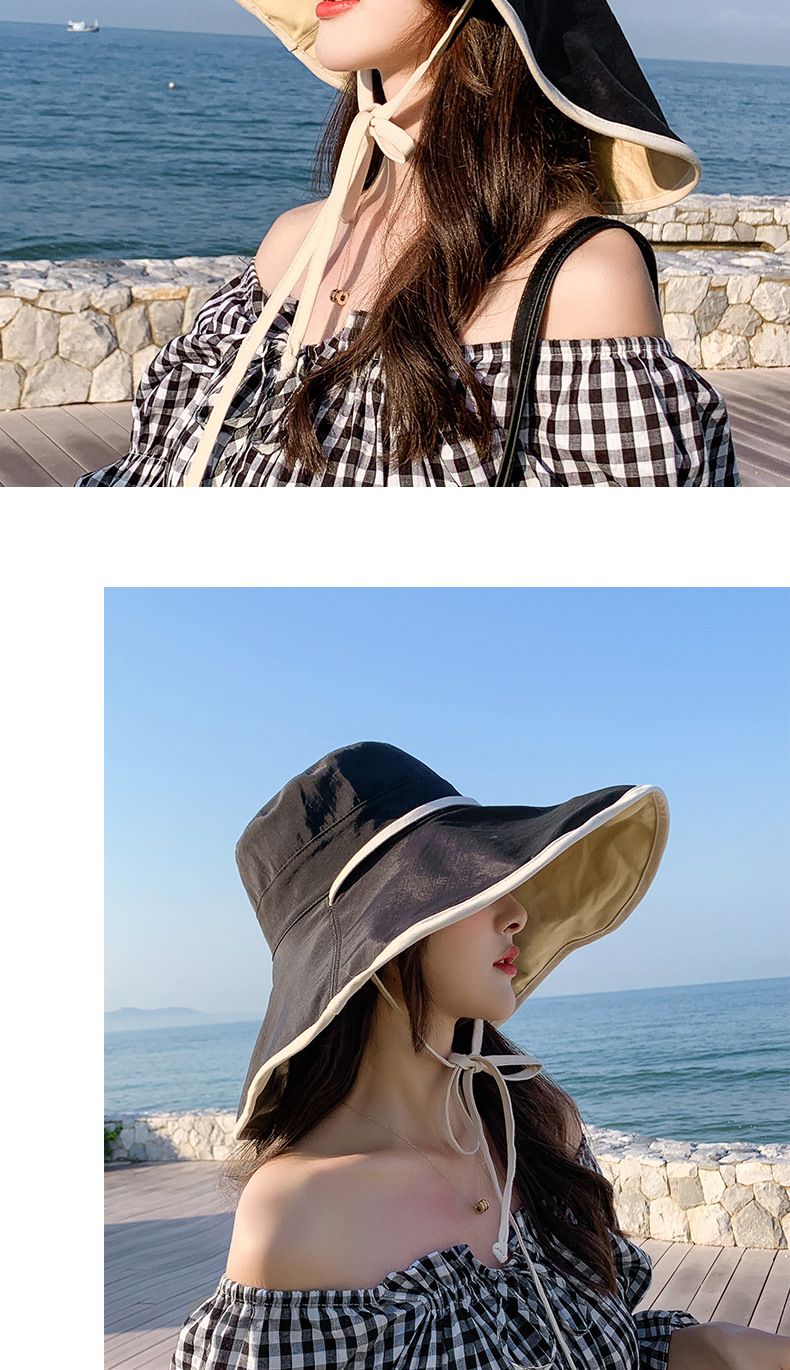 Fëscherhutt Damen Summer Sonneschutzhutt Groussrand Ofdeckung Gesiicht Fréijoer an Hierscht Grouss laanscht den UV Sonnehut_voghion.com