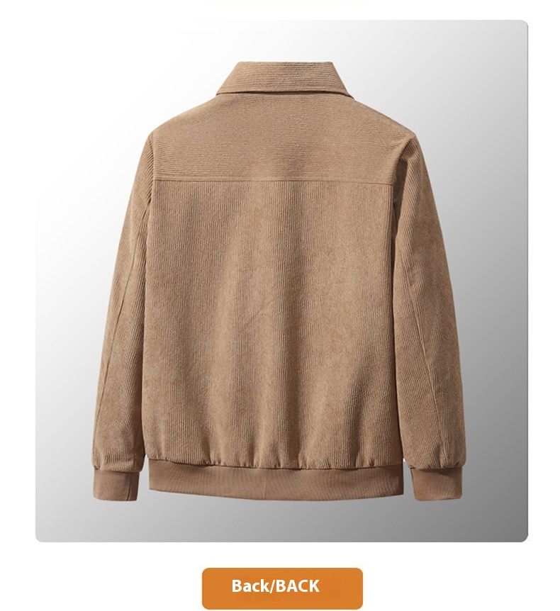 Corduroy men in autumn winter, large size with thick velvet for casual wear, high-quality warm and windproof jacket_voghion.com