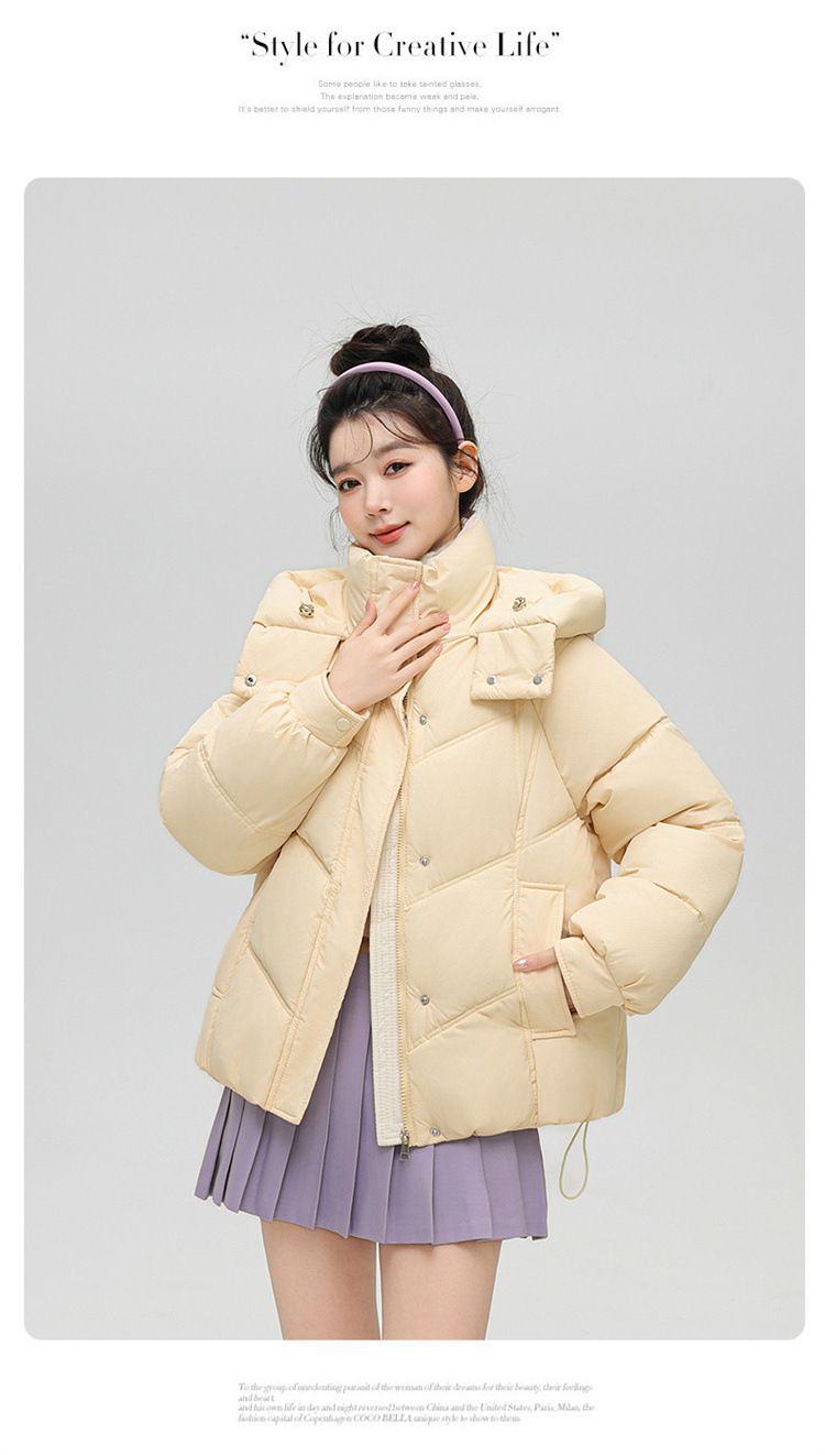 Cotton padded women's 2024 autumn and winter new Korean version short, thick down jacket, small, loose, contrasting_voghion.com