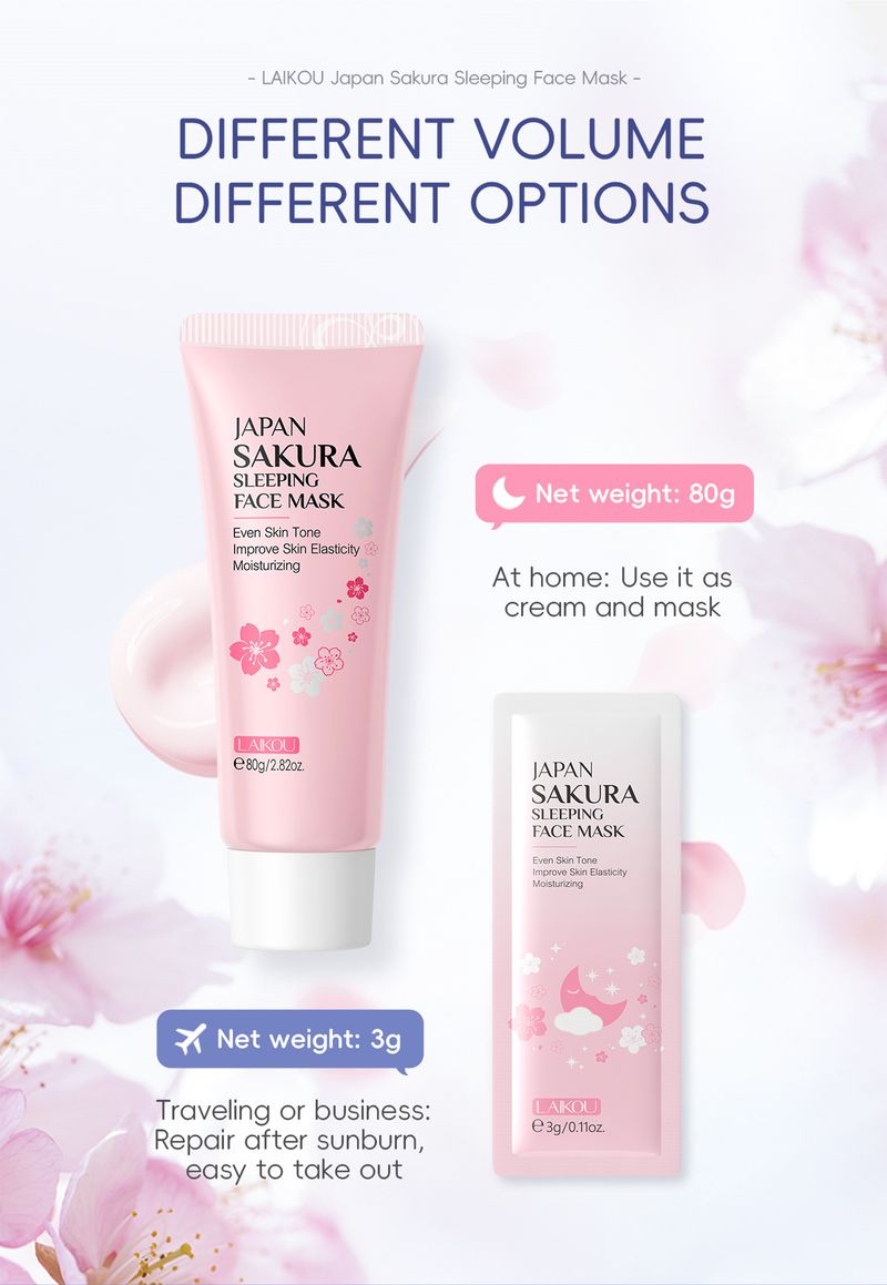 Maschera da notte Laico Sakura, confezione da 1 pezzo, 3 g, prodotti idratanti e idratanti per la cura della pelle_voghion.com
