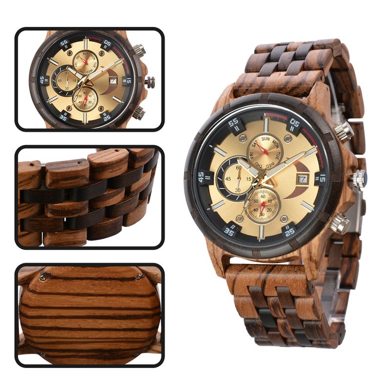 Wooden Wrist Watches For Men Fashion Quartz Wristwatches With Clock Date Week Timepieces Wood Wach Box For Him Reloj Hombre_voghion.com