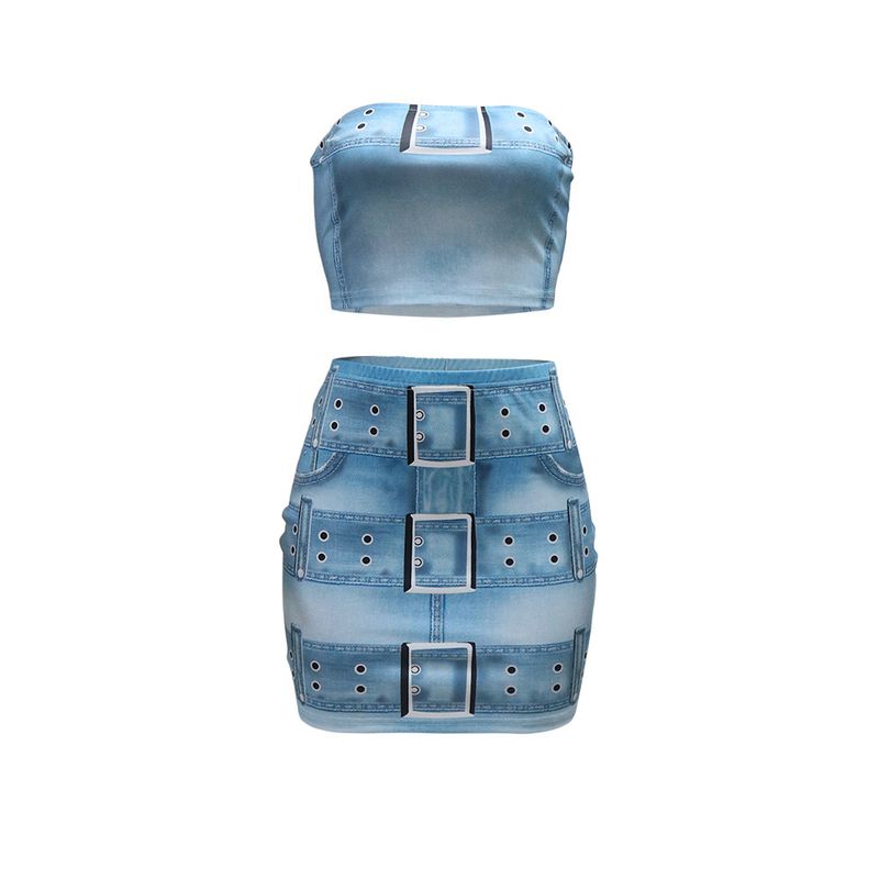 Completo composto da top corto senza spalline e minigonna aderente - Completo sexy in due pezzi per donna_voghion.com