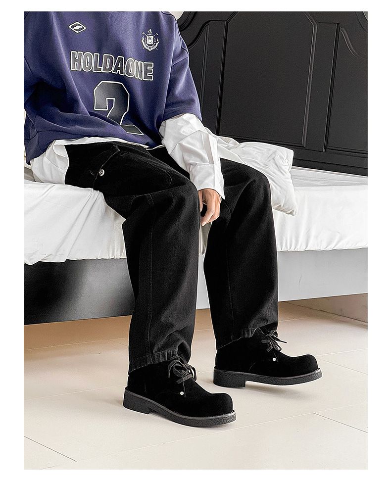 Bottes Martin japonaises rétro en velours de vache pour hommes, chaussures derby à grosse tête, bottes d'outillage courtes_voghion.com