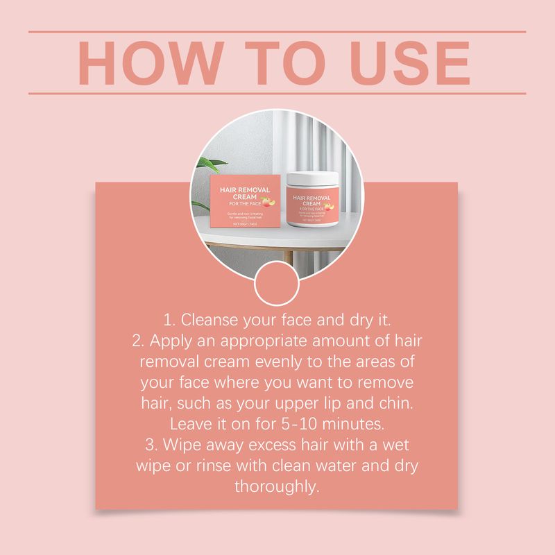 Crème dépilatoire nettoyante quotidienne à la pêche, hydratante, nourrissante et douce pour le visage._voghion.com