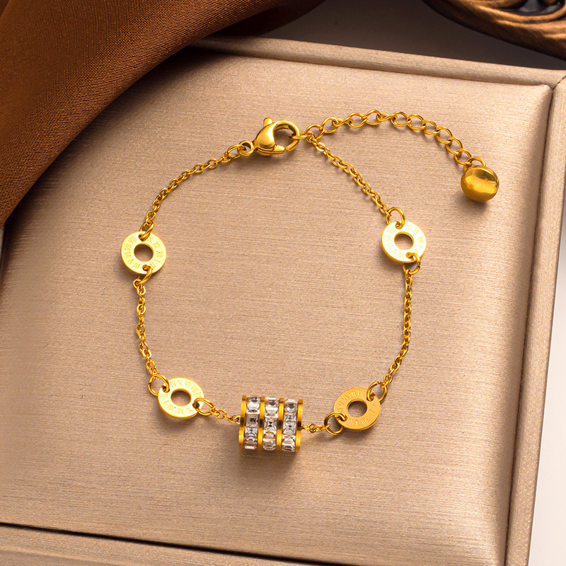 Leichtes Luxus-Titanarmband mit kleiner Taille für Damen, Transferperlen, Roségold, beliebtes Vollstern-Armband_voghion.com