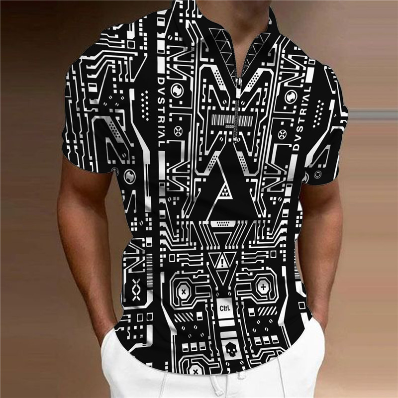 Pikétröja herr kortärmad 2023 sommar ny lapel halvärm T-shirt herr T-shirt topp_voghion.com