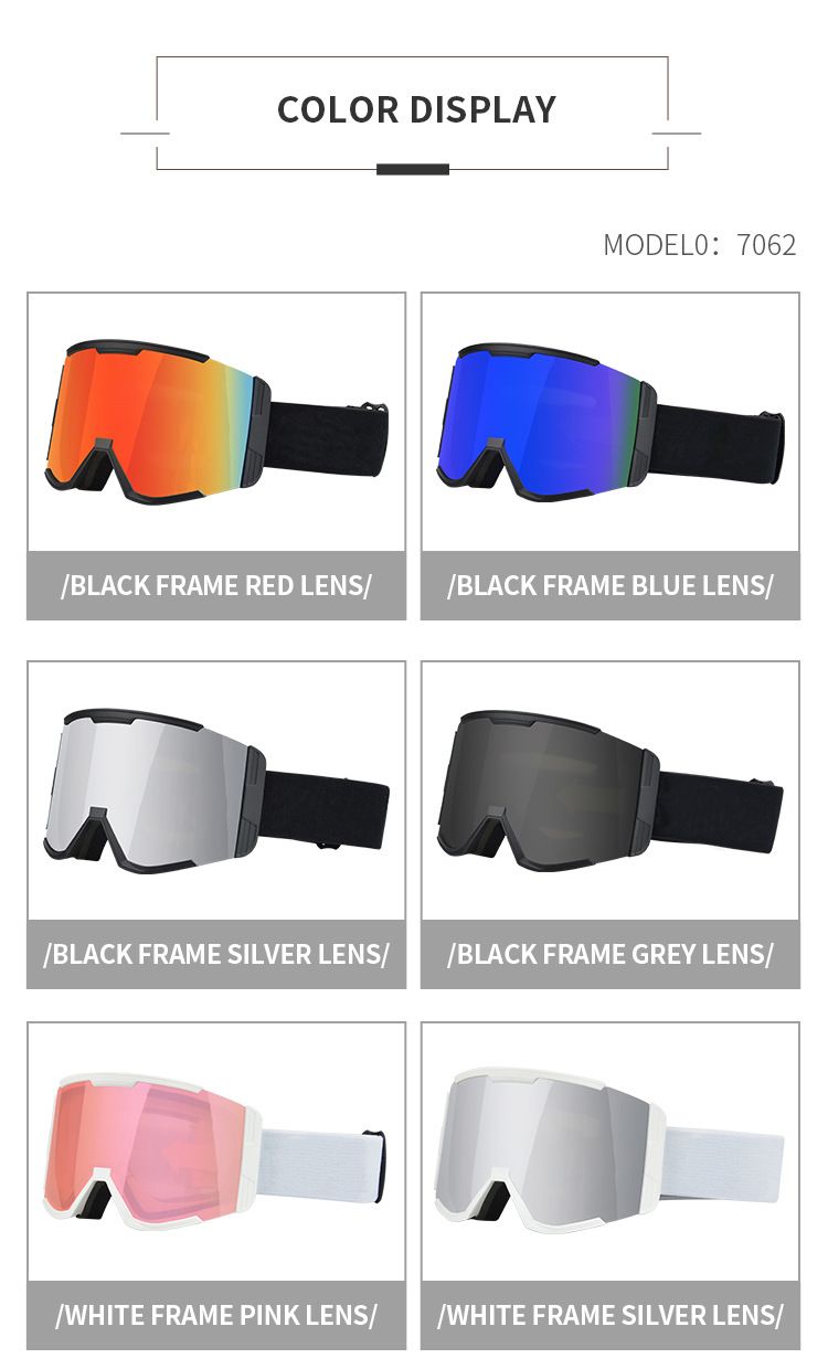 Suministros de esquí: Gafas de esquí, gafas de esquí para exteriores de alta definición, coloridas, resistentes al viento y a los rayos UV._voghion.com