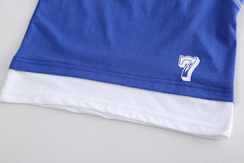 2024 Hot Selling Summer New Boys Matching Solid Color Letter Short Sleeve Shorts Two Piece Set_voghion.com