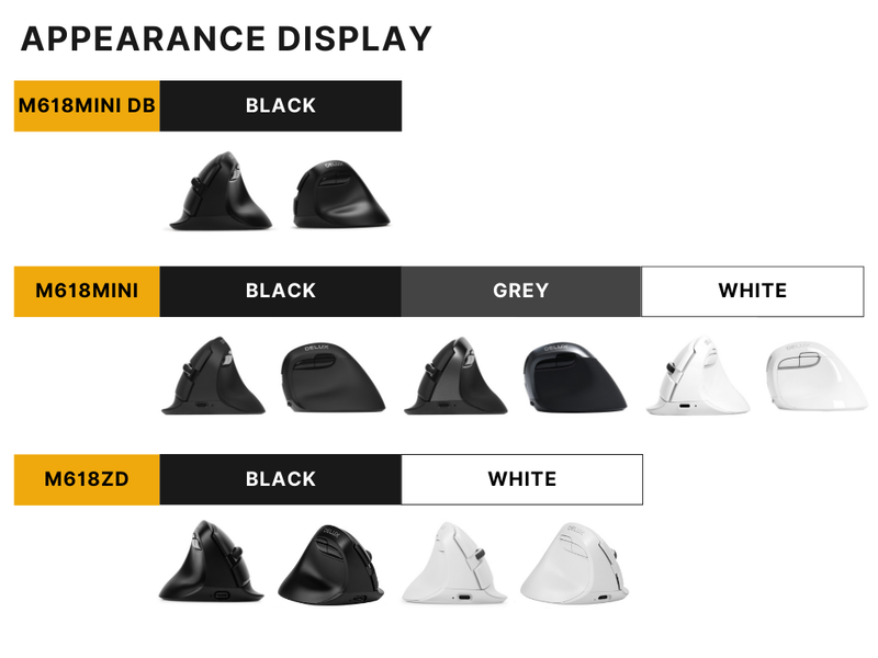 Delux M618 Mini Ergonomic Gaming Wireless Vertical Mouse Bluetooth 2.4GHz Rechargeable 4000dpi Silent Mice For Office_voghion.com