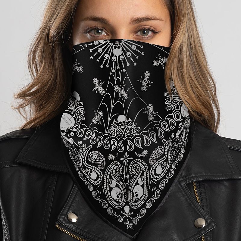 LazyZoom Cashew Flower Square Scarf Motorcycle Harley Biker Riding Face Mask Hip-Hop Headscarf Quick-Dry Thin Style_voghion.com