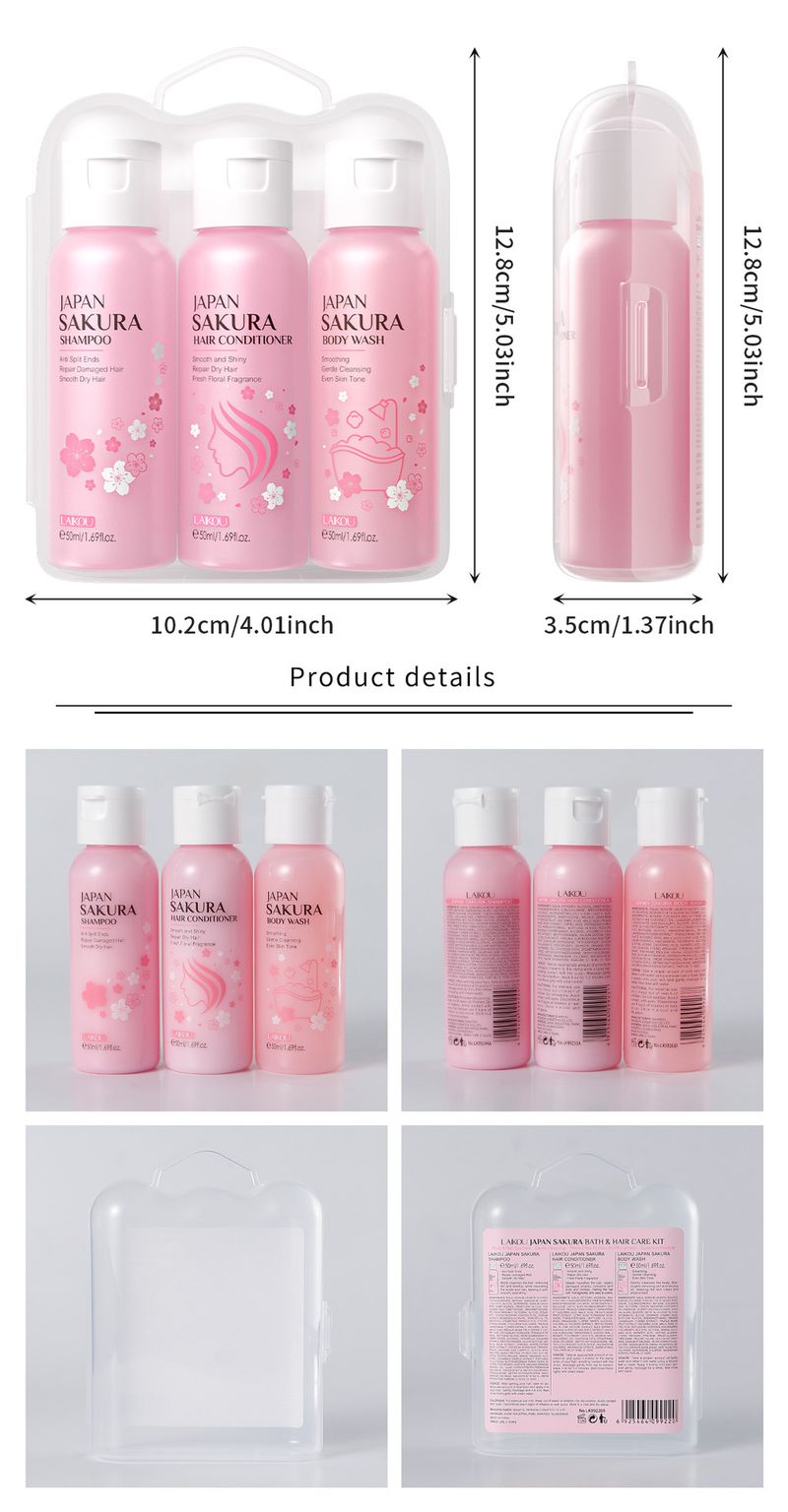 Scrub e trattamenti per il corpo Set da bagno e cura dei capelli Sakura giapponese 3 pezzi Idratante Detergente_voghion.com