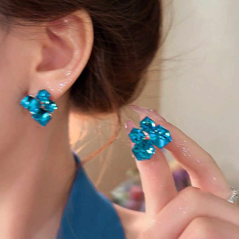 Orecchini di lusso di alta qualità, leggeri, in stile vacanza, con perline di cristallo in vetro e aghi d'argento, per donna_voghion.com