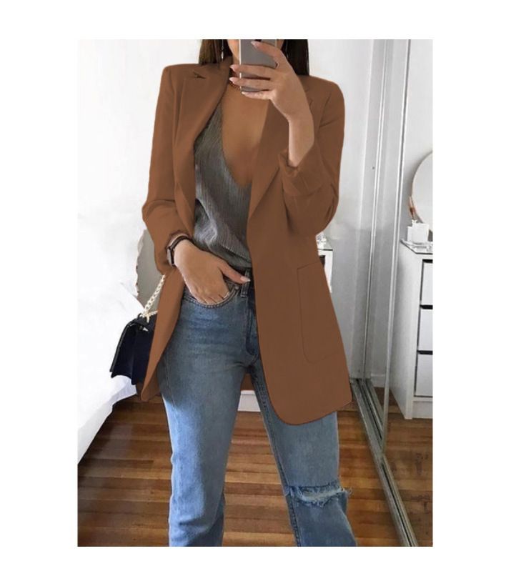 Dammode casual kostym lapel slim cardigan stil kostymjacka_voghion.com