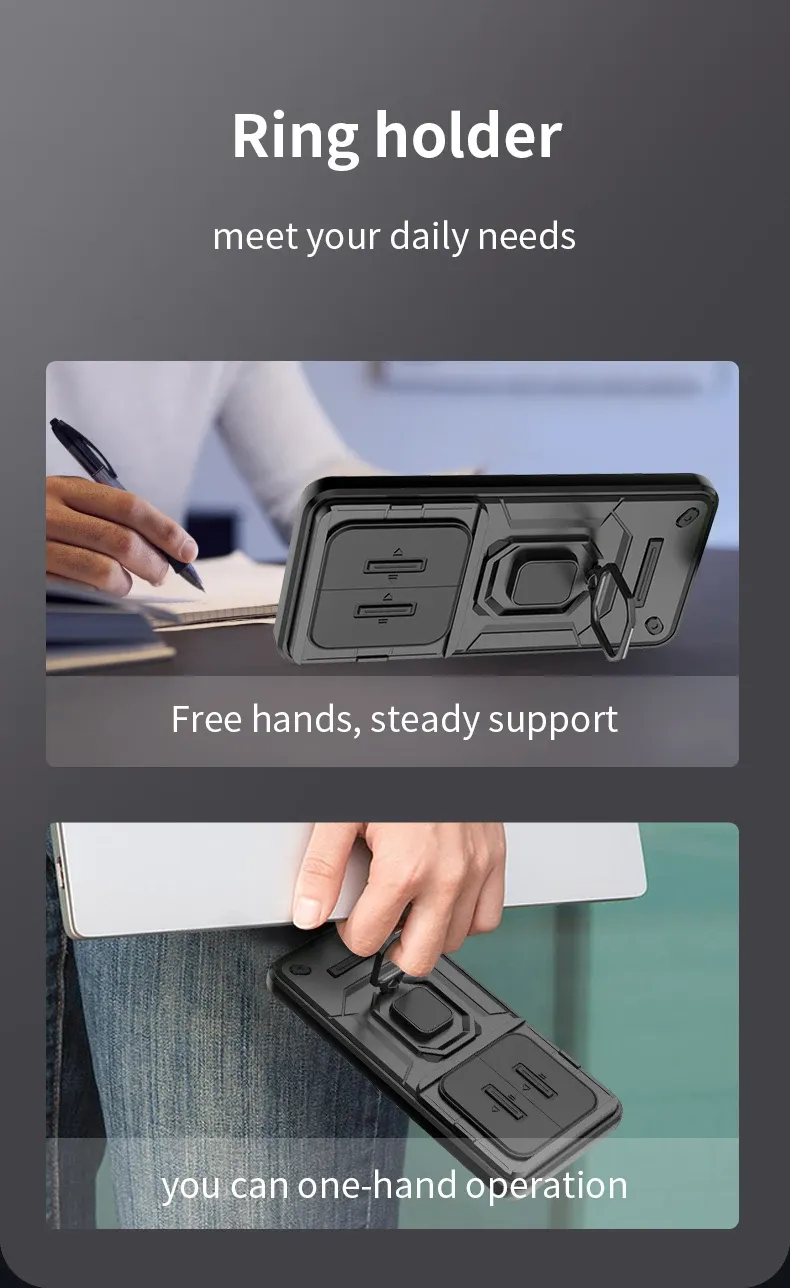 Funda protectora para teléfono con anillo de protección para lente de cámara deslizante y soporte para Honor 90 X9a X9b Magic 5 6 Magic5 Magic6 Lite_voghion.com