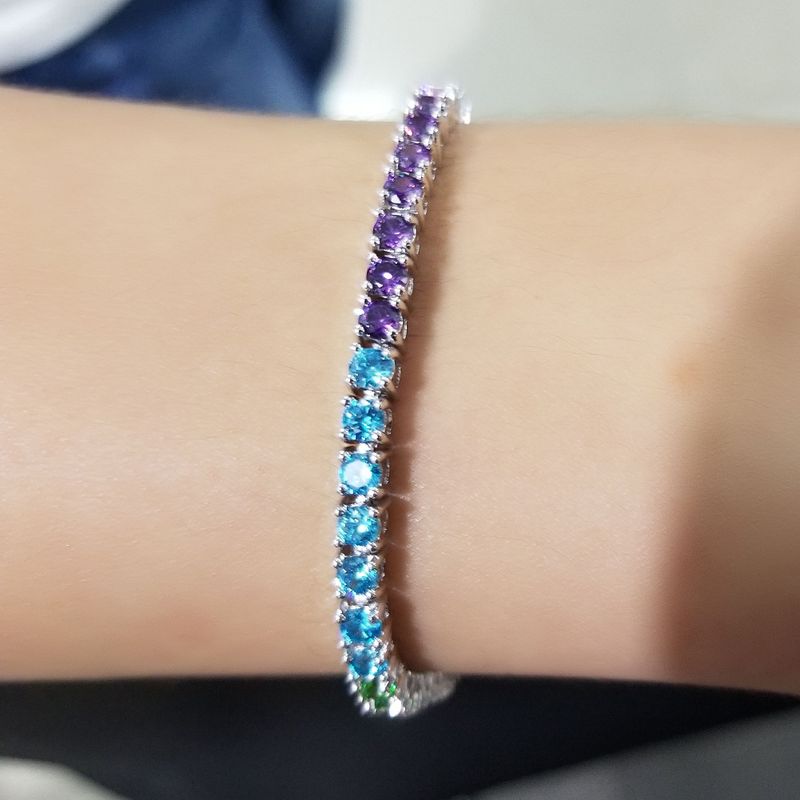 Bracciale alla moda minimalista hip-hop con catena da tennis in zirconi colorati intarsiati in rame_voghion.com